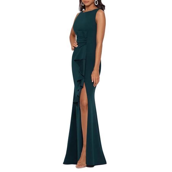 Betsy & Adam Ruffle Bow Trumpet Gown | 14 - Picture 3 of 4